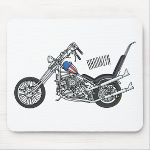 Chopper Motorcycle 1950 cartoon illustration Mouse Mat
