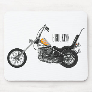 Chopper Motorcycle 1950 cartoon illustration Mouse Mat