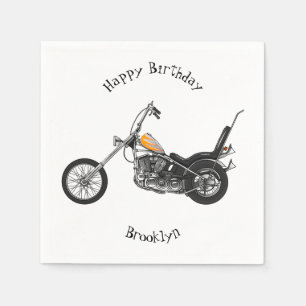 Chopper Motorcycle 1950 cartoon illustration Napkin