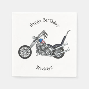 Chopper Motorcycle 1950 cartoon illustration Napkin