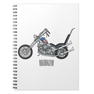 Chopper Motorcycle 1950 cartoon illustration Notebook