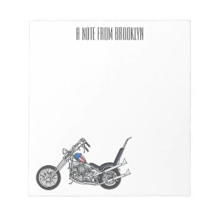 Chopper Motorcycle 1950 cartoon illustration Notepad