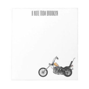 Chopper Motorcycle 1950 cartoon illustration Notepad