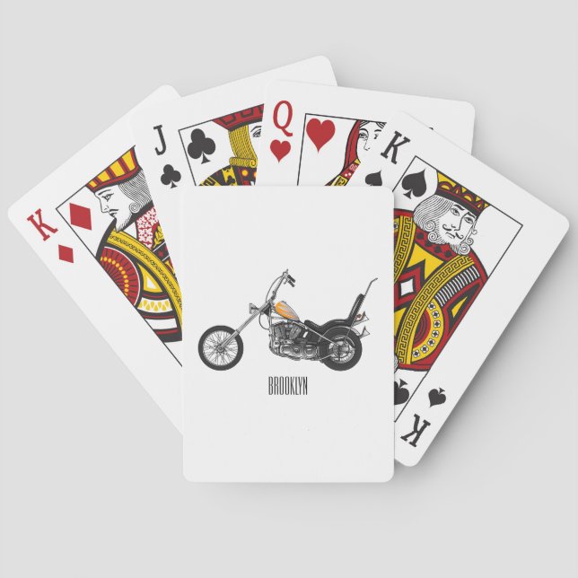 Chopper Motorcycle 1950 cartoon illustration Playing Cards (Back)