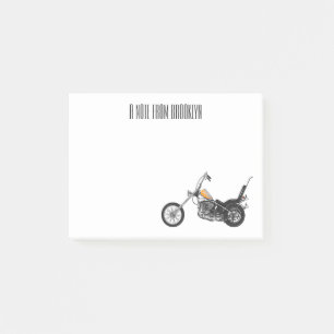 Chopper Motorcycle 1950 cartoon illustration Post-it Notes