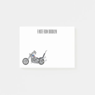 Chopper Motorcycle 1950 cartoon illustration Post-it Notes