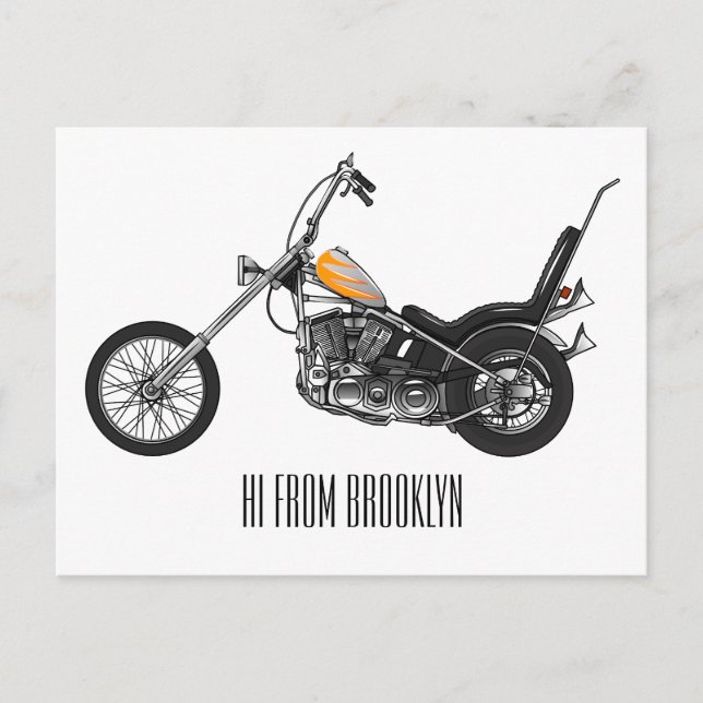 Chopper Motorcycle 1950 cartoon illustration Postcard (Front)