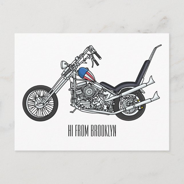 Chopper Motorcycle 1950 cartoon illustration Postcard (Front)
