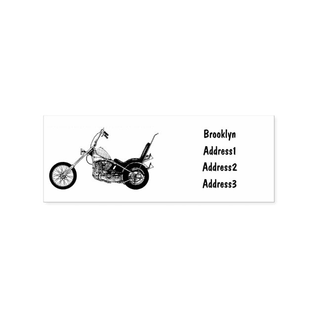 Chopper Motorcycle 1950 cartoon illustration Rubber Stamp (Imprint)