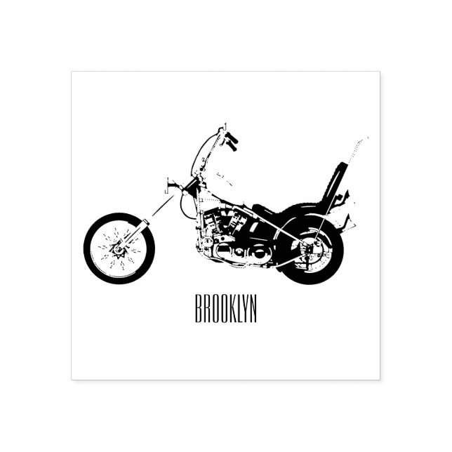 Chopper Motorcycle 1950 cartoon illustration Rubber Stamp (Imprint)