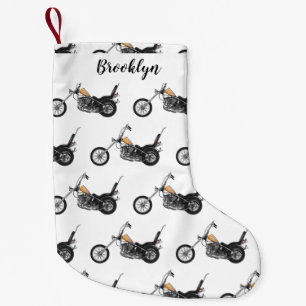 Chopper Motorcycle 1950 cartoon illustration Small Christmas Stocking