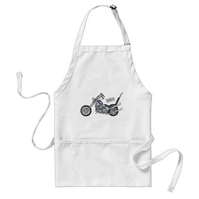 Chopper Motorcycle 1950 cartoon illustration Standard Apron (Front)