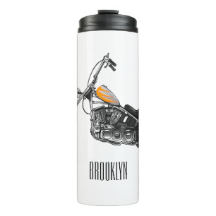 Chopper Motorcycle 1950 cartoon illustration Thermal Tumbler
