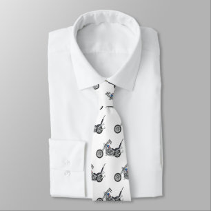 Chopper Motorcycle 1950 cartoon illustration Tie