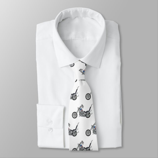 Chopper Motorcycle 1950 cartoon illustration Tie (Tied)