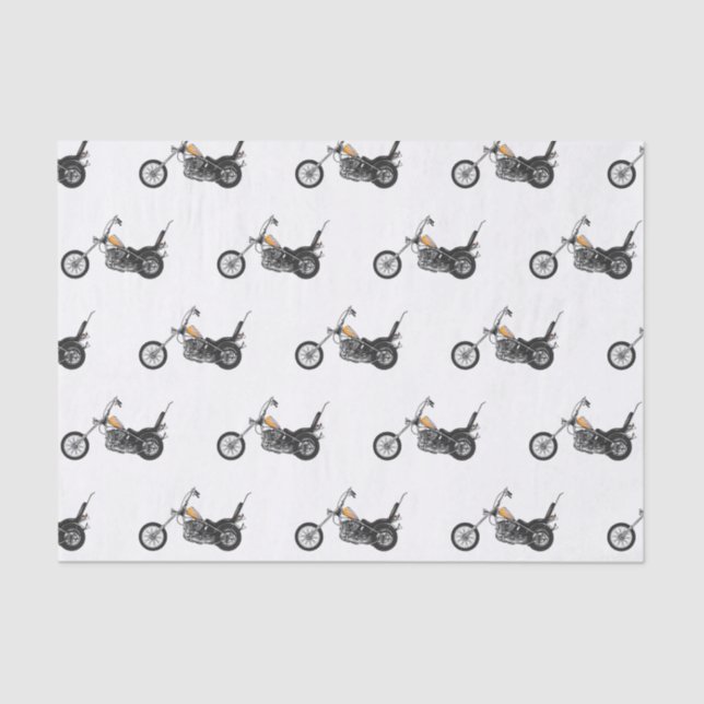 Chopper Motorcycle 1950 cartoon illustration Tissue Paper (Front)