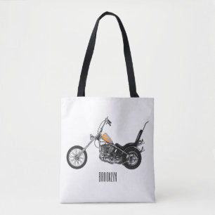 Chopper Motorcycle 1950 cartoon illustration Tote Bag