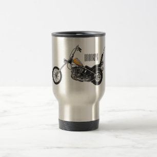 Chopper Motorcycle 1950 cartoon illustration Travel Mug