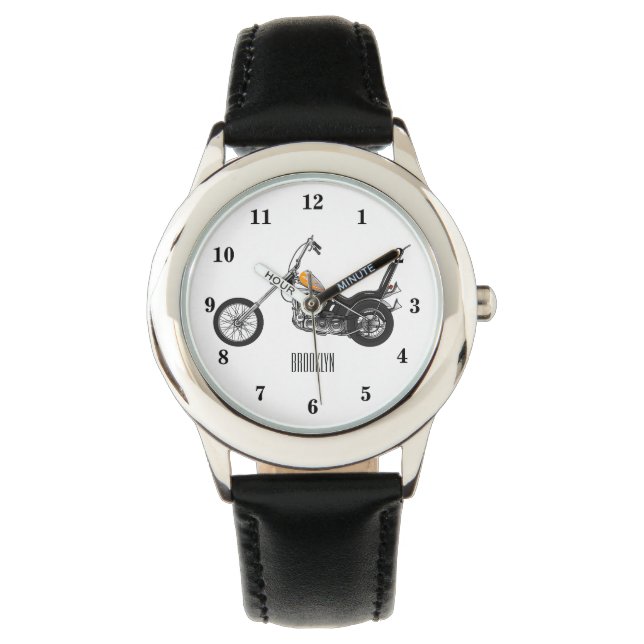 Chopper Motorcycle 1950 cartoon illustration Watch (Front)