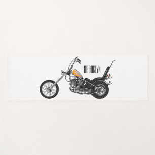 Chopper Motorcycle 1950 cartoon illustration Yoga Mat