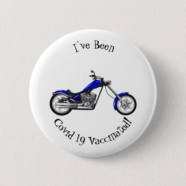 Chopper motorcycle cartoon illustration 6 cm round badge (Front)