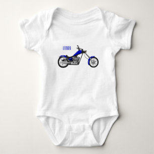 Chopper motorcycle cartoon illustration baby bodysuit