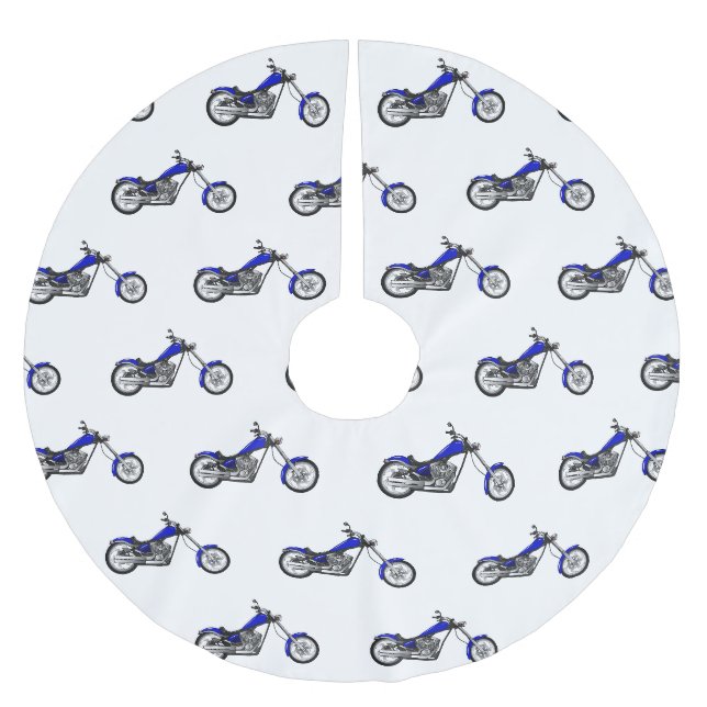 Chopper motorcycle cartoon illustration brushed polyester tree skirt (Front)