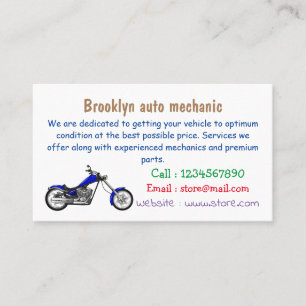 Chopper motorcycle cartoon illustration business card