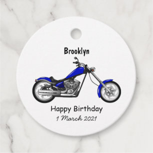 Chopper motorcycle cartoon illustration favour tags
