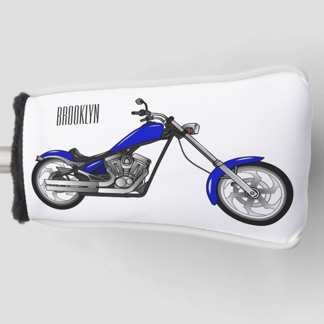 Chopper motorcycle cartoon illustration golf head cover (Front)