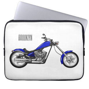 Chopper motorcycle cartoon illustration laptop sleeve
