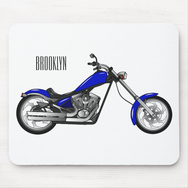 Chopper motorcycle cartoon illustration mouse mat (Front)