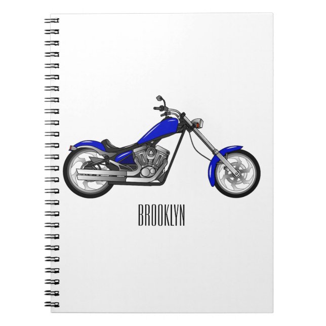 Chopper motorcycle cartoon illustration notebook (Front)