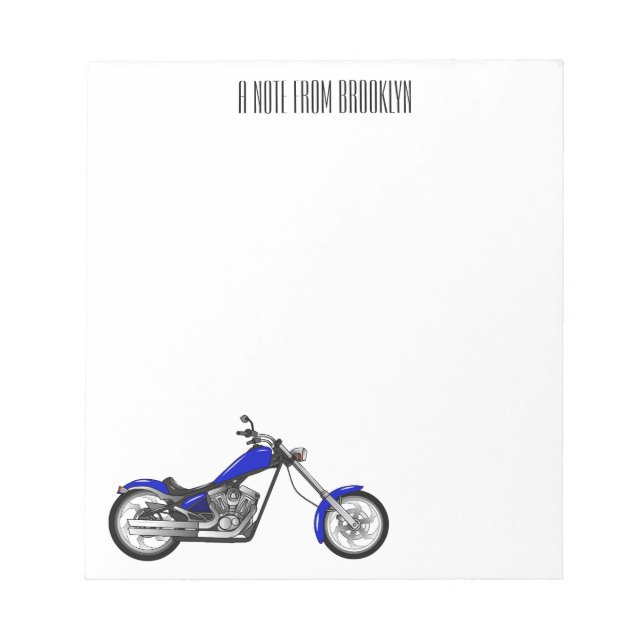Chopper motorcycle cartoon illustration notepad (Front)