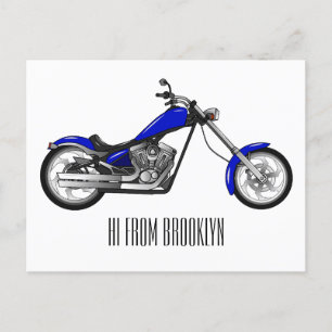 Chopper motorcycle cartoon illustration postcard