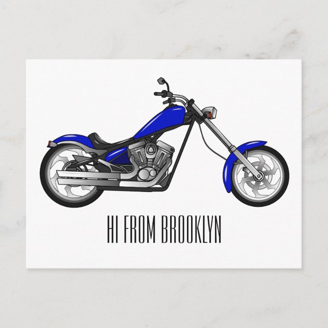 Chopper motorcycle cartoon illustration postcard (Front)