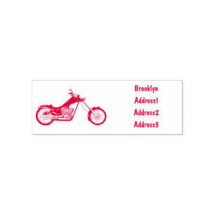 Chopper motorcycle cartoon illustration self-inking stamp