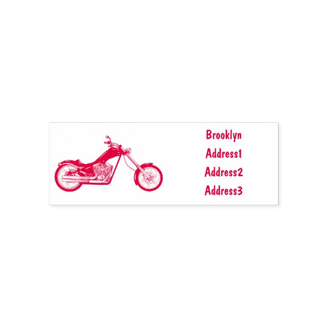 Chopper motorcycle cartoon illustration self-inking stamp (Design)