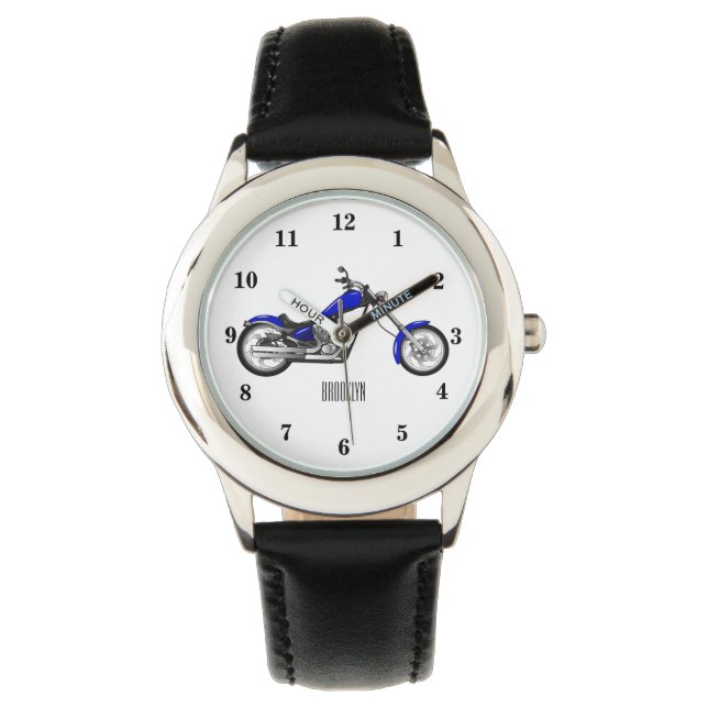 Chopper motorcycle cartoon illustration watch (Front)