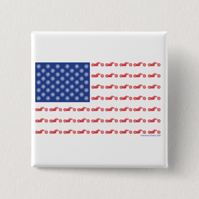 Chopper Motorcycle Patriotic Flag 15 Cm Square Badge (Front)