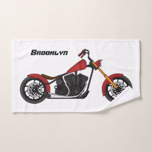 Chopper style motorcycle illustration bath towel set