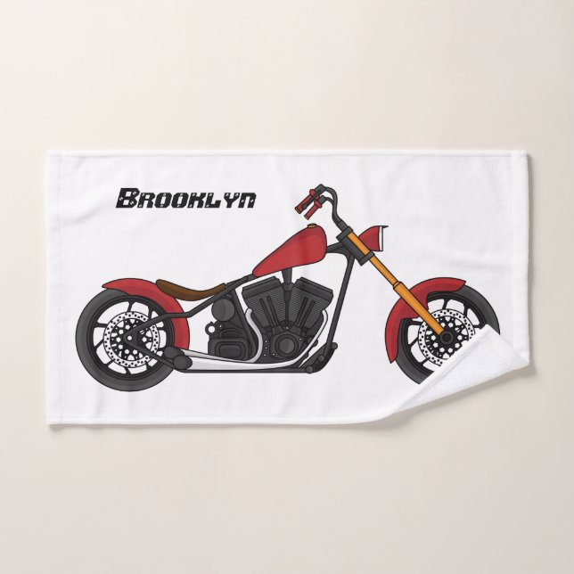 Chopper style motorcycle illustration bath towel set (Hand Towel)