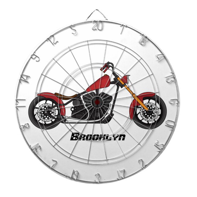 Chopper style motorcycle illustration dartboard (Front)