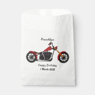 Chopper style motorcycle illustration favour bags
