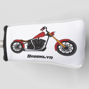 Chopper style motorcycle illustration golf head cover