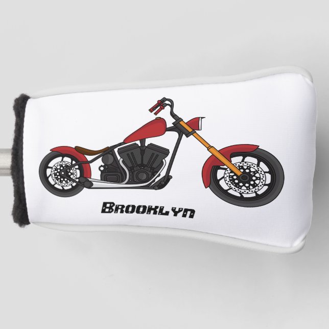 Chopper style motorcycle illustration  golf head cover (Front)