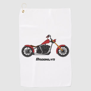 Chopper style motorcycle illustration golf towel