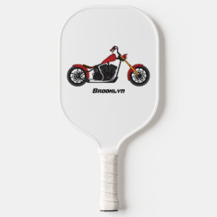 Chopper style motorcycle illustration pickleball paddle