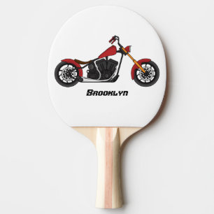 Chopper style motorcycle illustration ping pong paddle