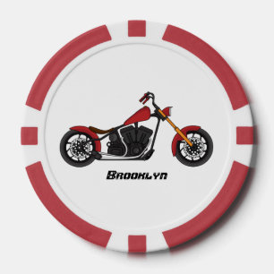 Chopper style motorcycle illustration poker chips